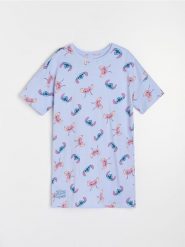 Koszula nocna ze wzorkiem Lilo & Stitch - błękitny. Niebieskie koszule nocne damskie Sinsay, bez wzorów. Za 39.99 zł.