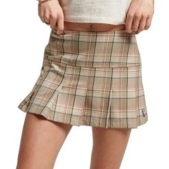 Damska spódnica w kratę z półprześwitem Superdry. Szare spódniczki damskie Superdry., uniwersalny, bez wzorów. Za 299.90 zł.