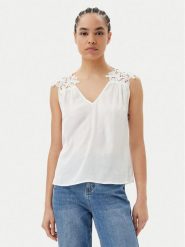 Morgan Top 251-OJOIE Biały Regular Fit. Białe topy damskie Morgan, bez wzorów, z syntetyku, bez kołnierzyka. Za 129.99 zł.