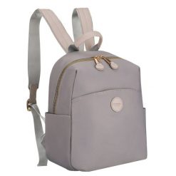 Szary plecak damski z nylonu i skóry ekologicznej z kieszonką zewnętrzną - Peterson. Szare plecaki damskie Peterson, bez wzorów, z nylonu. Za 99.99 zł.
