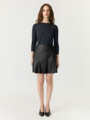 YAS Skórzana spódnica "Colly" w kolorze czarnym rozmiar: L. Czarne spódniczki damskie YAS, l, bez wzorów, ze skóry, mini. Za 289.95 zł.