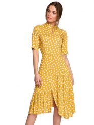 Stylove Sukienka w kolorze żółtym ze wzorem rozmiar: L. Żółte sukienki damskie Stylove, l, bez wzorów, z wiskozy, bez kołnierzyka, bez ramiączek, midi. Za 206.42 zł.