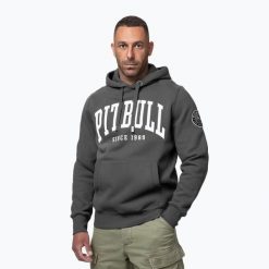 Bluza męska Pitbull Norton Hooded. Szare bluzy sportowe męskie PITBULL, bez wzorów, z bawełny, bez kołnierzyka, bez ramiączek. Za 169.99 zł.