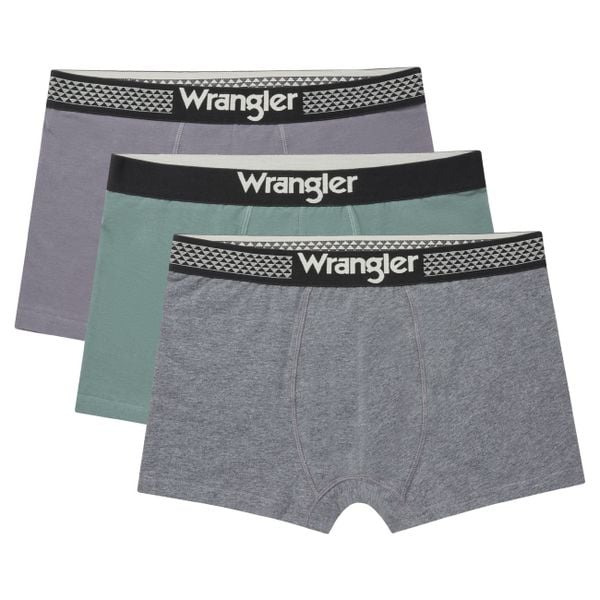 3PAK MESKIE BOKSERKI WRANGLER TRUNKS BRODIE CHARCOAL MARL/DARK FOREST/POPPYSEED U5_22225_WRA. Szare bokserki męskie Wrangler, bez wzorów. Za 79.99 zł.