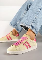 Żółte Sneakersy Zamszowe Typu Tenisówki ze Skórzaną Wkładką Ciarivione. Żółte trampki i tenisówki damskie Renee, bez wzorów, z jeansu. Za 159.99 zł.