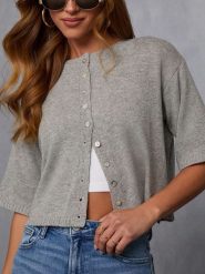 Milan Kiss Kardigan w kolorze szarym rozmiar: M. Szare kardigany damskie Milan Kiss, m, bez wzorów, z bawełny. Za 165.71 zł.