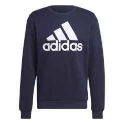 Bluza z dużym logo adidas Essentials. Niebieskie bluzy bez kaptura męskie Adidas, s, z bawełny. Za 194.99 zł.