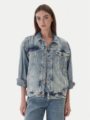 Mustang Kurtka jeansowa Arcata 1016944 Niebieski Loose Fit. Niebieskie kurtki damskie Mustang, s, bez wzorów, z bawełny, bez kaptura. Za 529.99 zł.