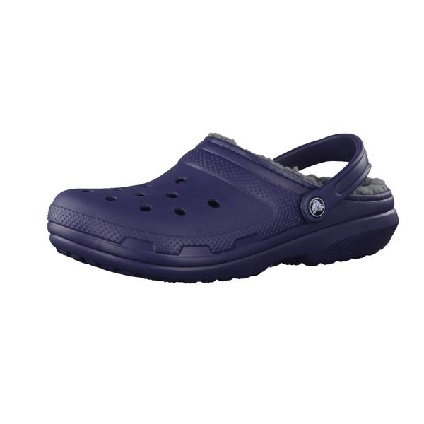 Sandały Dorosły Crocs Classic Lined Clog niebieski. Niebieskie kapcie damskie Crocs, bez wzorów, z materiału, bez obcasa. Za 231.99 zł.