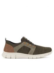 Rieker Półbuty B7796-54 Khaki. Brązowe półbuty męskie Rieker, z materiału, bez zapięcia. Za 369.99 zł.