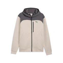 Bluza sportowa męska z kapturem Puma. Brązowe bluzy sportowe męskie Puma, bez wzorów, z bawełny, eleganckie, bez kołnierzyka, bez ramiączek. Za 303.47 zł.