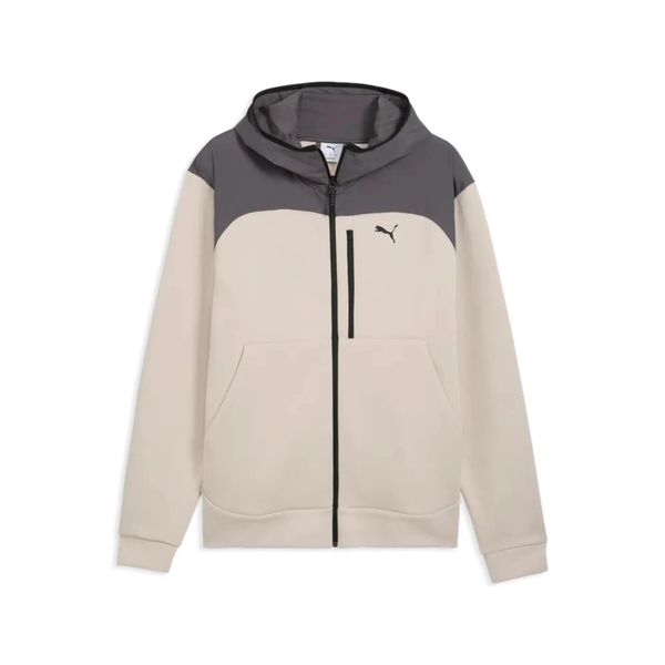 Bluza sportowa męska z kapturem Puma. Brązowe bluzy sportowe męskie Puma, bez wzorów, z bawełny, eleganckie, bez kołnierzyka, bez ramiączek. Za 294.00 zł.