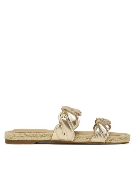Tommy Hilfiger Klapki Metallic Rope Espadrille Mule FW0FW08670 Złoty. Żółte klapki damskie Tommy Hilfiger, bez wzorów, bez obcasa. Za 529.99 zł.