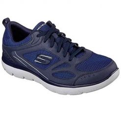 Buty do chodzenia męskie Skechers Summits. Niebieskie buty sportowe na co dzień męskie Skechers, z materiału, bez zapięcia, trekkingowe. Za 286.00 zł.