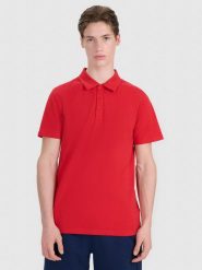 4F Koszulka polo regular męska - czerwona XXL. Czerwone koszulki polo męskie 4f, m, bez wzorów, z bawełny, bez ramiączek. W wyprzedaży za 59.99 zł.