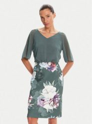 Swing Sukienka koktajlowa 5AE28900 Zielony Slim Fit. Zielone sukienki damskie Swing, bez wzorów, z syntetyku, wizytowe, bez kołnierzyka, bez ramiączek. Za 789.99 zł.