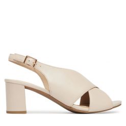 Sandały Caprice. Białe sandały damskie Caprice, bez wzorów, bez obcasa, na słupku. Za 329.99 zł.