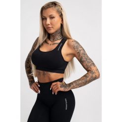 Stanik fitness cardio damski Gym Glamour compress. Czarne biustonosze sportowe damskie GYM GLAMOUR, bez wzorów. Za 159.99 zł.