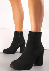Czarne Botki z Dopasowaną Cholewką na Obcasie Mutias. Czarne botki damskie Renee, eleganckie, bez obcasa, na obcasie, bez zapięcia. Za 159.99 zł.