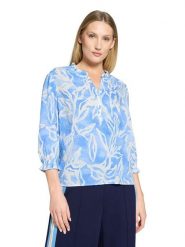 CARTOON Bluzka w kolorze błękitno-białym rozmiar: 40. Niebieskie bluzki damskie Cartoon, bez wzorów, bez kołnierzyka, bez ramiączek. Za 126.99 zł.