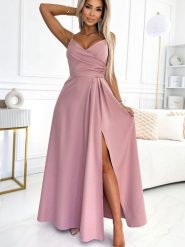 Sukienka Model Chiara 299-16 Dirty Pink - Numoco. Różowe sukienki damskie Numoco, na co dzień, l, z aplikacjami, z elastanu, eleganckie, bez kołnierzyka, plus size, bez ramiączek, maxi, proste. Za 568.16 zł.