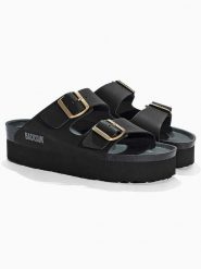 BACKSUN Klapki "Maldives" w kolorze czarnym rozmiar: 40. Czarne klapki damskie Backsun, bez wzorów, z materiału, bez obcasa, na platformie. Za 159.95 zł.