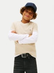 Tommy Hilfiger T-Shirt KB0KB06879 Beżowy Regular Fit. Brązowe t-shirty chłopięce Tommy Hilfiger, bez wzorów, z bawełny, bez ramiączek. Za 109.99 zł.