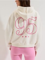 Dresowa rozpinana bluza z kapturem - kremowy. Białe bluzy z kapturem damskie Sinsay, l, z dresówki. Za 49.99 zł.