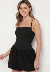 Czarna Gorsetowa Sukienka Bombka z Wiskozą i Podszewką Szortami Redine. Czarne sukienki damskie Born2be, m, bez wzorów, z wiskozy, eleganckie, bez kołnierzyka, bez ramiączek, mini, bombki. W wyprzedaży za 93.49 zł.