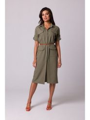 Be Wear Sukienka w kolorze oliwkowym rozmiar: M. Brązowe sukienki damskie Be Wear, m, bez wzorów, ze skóry, bez kołnierzyka, bez ramiączek, midi. Za 205.93 zł.