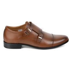 Olivier Skórzane buty wizytowe skórzane Monki 306LU jasny brąz brązowe. Brązowe buty wizytowe męskie z jeansu, bez zapięcia. Za 408.14 zł.