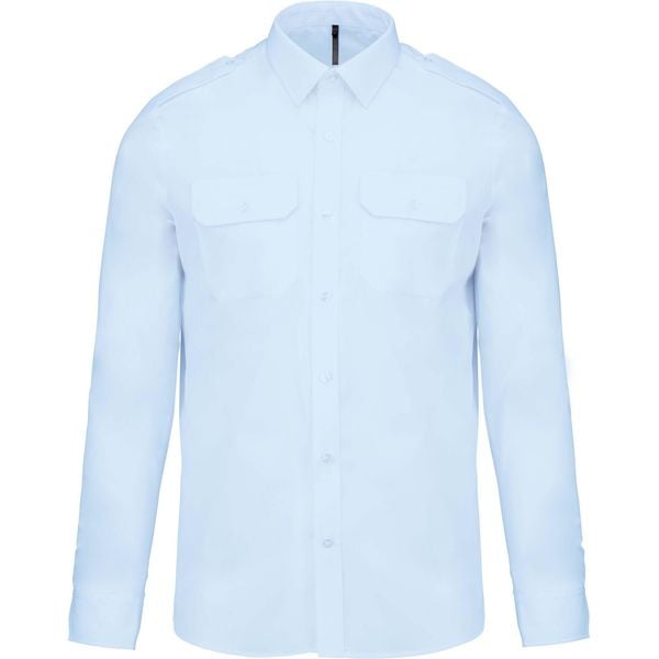 Koszula z długim rękawem Kariban Pilote. Niebieskie koszule męskie KARIBAN, m, bez wzorów, bez kołnierzyka, bez ramiączek. Za 159.00 zł.