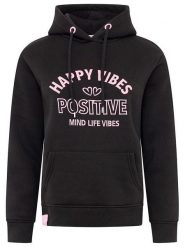 Zwillingsherz Bluza "Happy Vibes" w kolorze czarnym rozmiar: XXL. Czarne bluzy z kapturem damskie Zwillingsherz, xxl. Za 180.49 zł.
