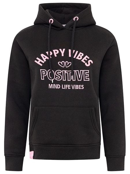Zwillingsherz Bluza "Happy Vibes" w kolorze czarnym rozmiar: XL. Czarne bluzy z kapturem damskie Zwillingsherz, xl. Za 184.46 zł.