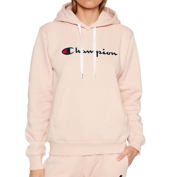 Bluza sportowa damska Champion Wmns Organic Cotton Blend Script Logo Hoodie. Czerwone bluzy sportowe damskie CHAMPION, l, bez wzorów, z materiału, bez ramiączek, z kapturem. Za 523.00 zł.