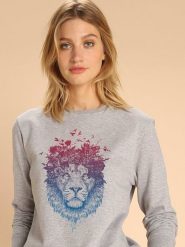 WOOOP Bluza "Floral Lion" w kolorze szarym rozmiar: M. Szare bluzy z nadrukiem damskie Wooop, m, z bawełny. Za 109.00 zł.
