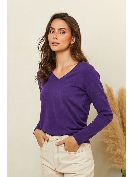 Soft Cashmere Sweter w kolorze fioletowym rozmiar: 36. Różowe swetry klasyczne damskie Soft Cashmere, z kaszmiru, bez kołnierzyka. Za 215.21 zł.