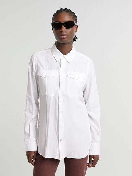 G-Star Koszula w kolorze białym rozmiar: XXS. Białe koszule damskie G-Star, xxs, bez wzorów, retro, bez kołnierzyka, bez ramiączek. Za 187.99 zł.