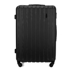Walizka podróżna twarda duża XL 26' STL902 czarna. Czarne walizki Solier, bez wzorów, z materiału, duże. Za 189.99 zł.