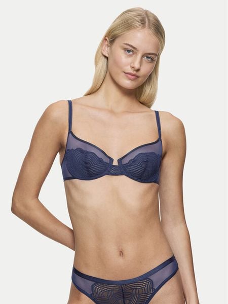 Triumph Biustonosz z fiszbiną Delightful Spotlight 10219854 Granatowy. Niebieskie biustonosze Triumph, bez wzorów, z syntetyku. Za 84.00 zł.