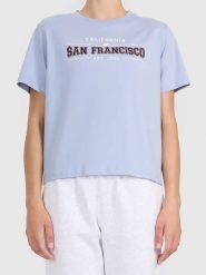 4F Koszulka w kolorze błękitnym rozmiar: S. Niebieskie bluzki damskie 4f, s, bez wzorów, z bawełny, bez kołnierzyka, bez ramiączek. Za 39.49 zł.