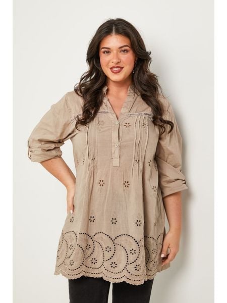 Curvy Lady Tunika w kolorze szarobrązowym rozmiar: 48/50. Brązowe tuniki damskie Curvy Lady, bez wzorów, klasyczne, bez kołnierzyka, bez ramiączek. Za 132.05 zł.