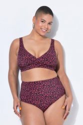 Damskie Figi od bikini wysoki stan figi kolorowy wzór w panterkę modelujące. Fioletowe bikini damskie Ulla Popken, bez wzorów, plus size. Za 91.99 zł.
