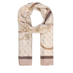 Szal Guess. Brązowe szaliki i kominy damskie Guess, z aplikacjami. Za 154.99 zł.