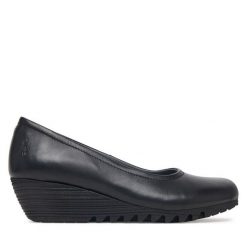 Czółenka Fly London. Czarne czółenka damskie Fly London, bez wzorów, bez obcasa. Za 469.99 zł.
