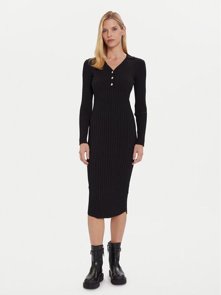 Morgan Sukienka dzianinowa 252-RMEXAS Czarny Slim Fit. Czarne sukienki damskie Morgan, xs, bez wzorów, z dzianiny, bez kołnierzyka, bez ramiączek. Za 379.99 zł.
