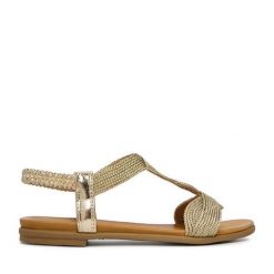 Sandały JENNY. Żółte sandały damskie Jenny, bez wzorów, bez obcasa, na płaskiej podeszwie. Za 89.99 zł.