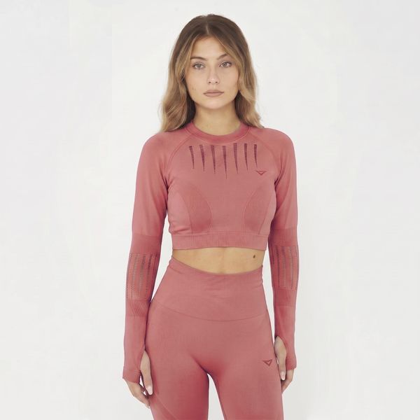Crop top do treningu RUE z długim rękawem. Czerwone topy sportowe damskie Legea, m, bez wzorów, z elastanu, bez ramiączek. Za 89.90 zł.
