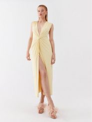Patrizia Pepe Sukienka koktajlowa 2A2519/J113-Y433 Żółty Slim Fit. Żółte sukienki damskie Patrizia Pepe, bez wzorów, z syntetyku, wizytowe, bez kołnierzyka, bez ramiączek. Za 1,129.00 zł.