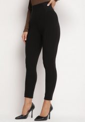 Czarne Klasyczne Bawełniane Legginsy z Wysokim Stanem Evarie. Czarne legginsy damskie Born2be, l, bez wzorów, z bawełny. Za 39.99 zł.